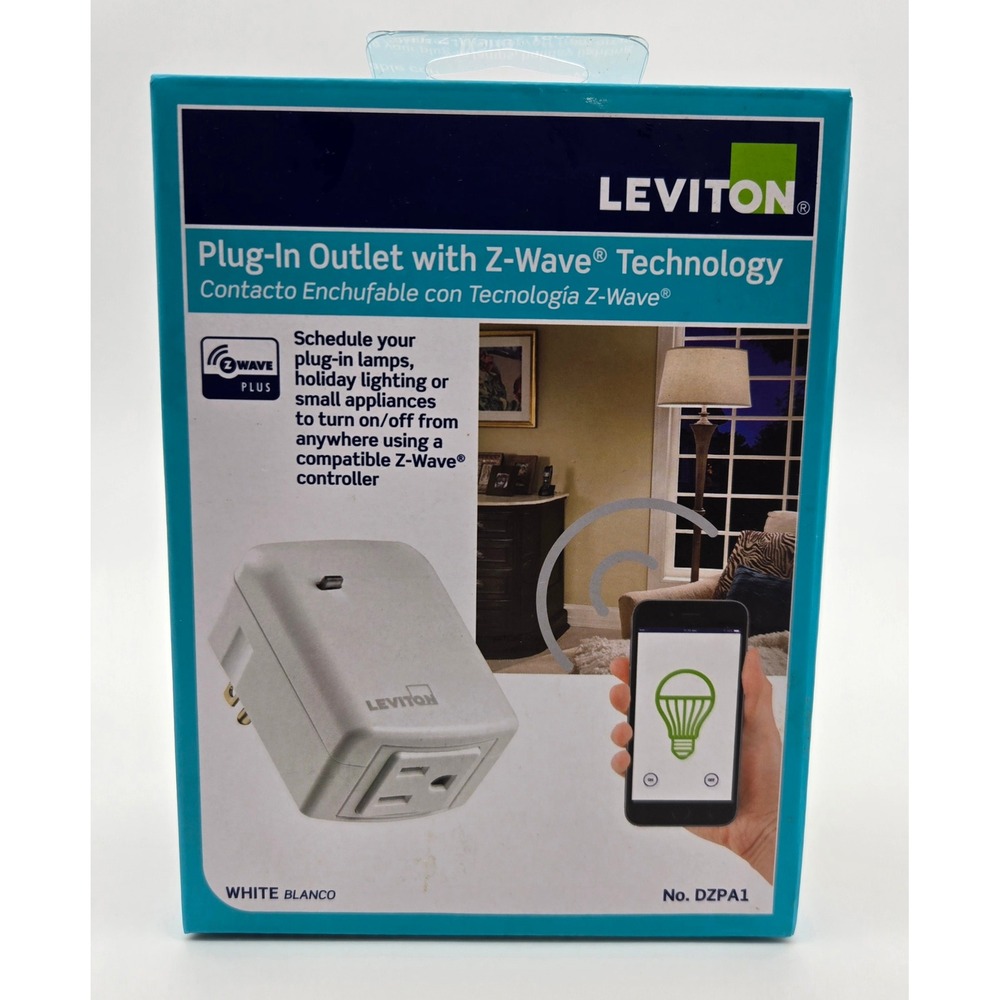Leviton Smart Plug Outlet Switch DZPA1 Z-Wave Plus Smart White Home Automation